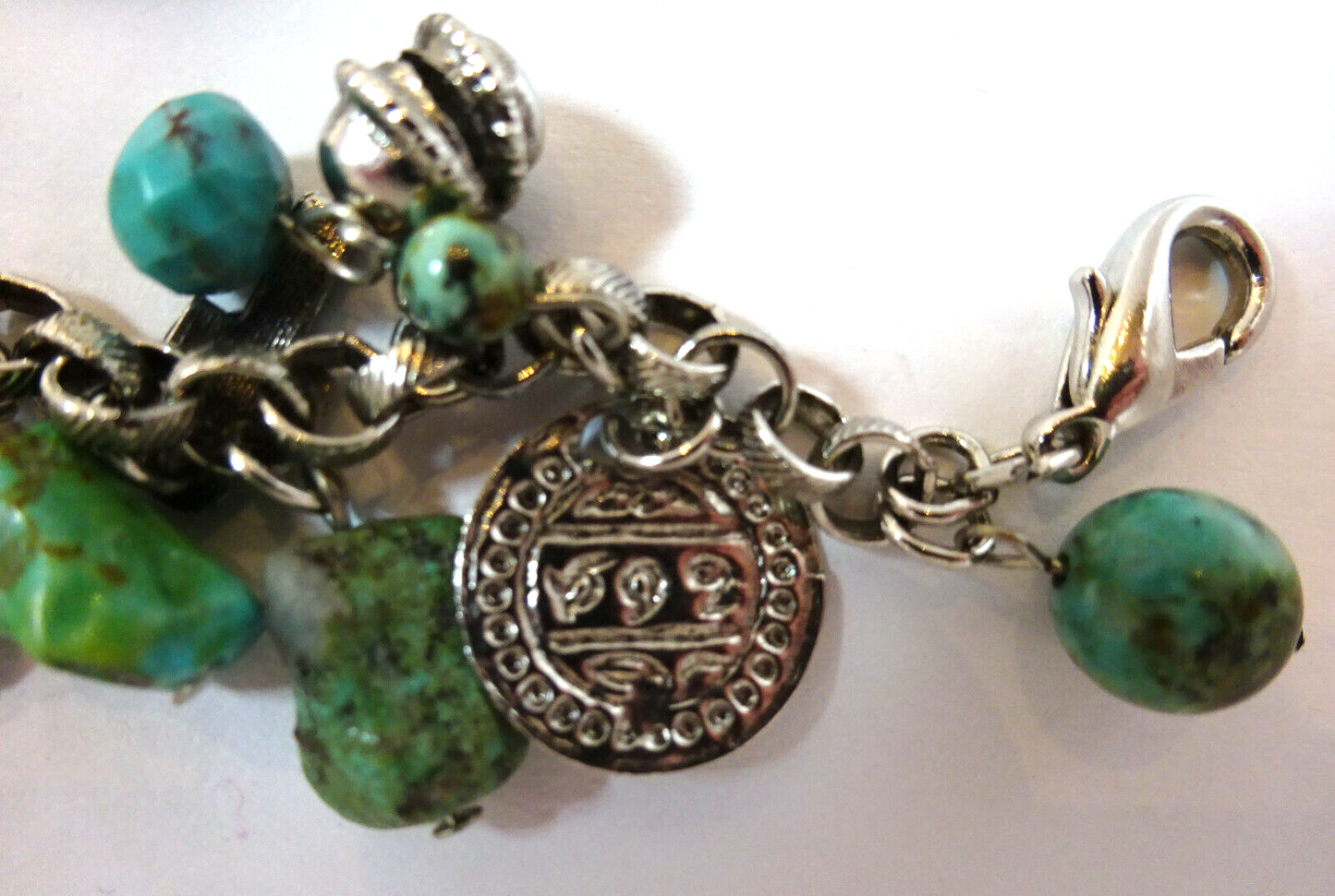 Vtg Sterling Silver Southwest Charm Bracelet 25 Charms Turquoise/Assorted 26.8 g