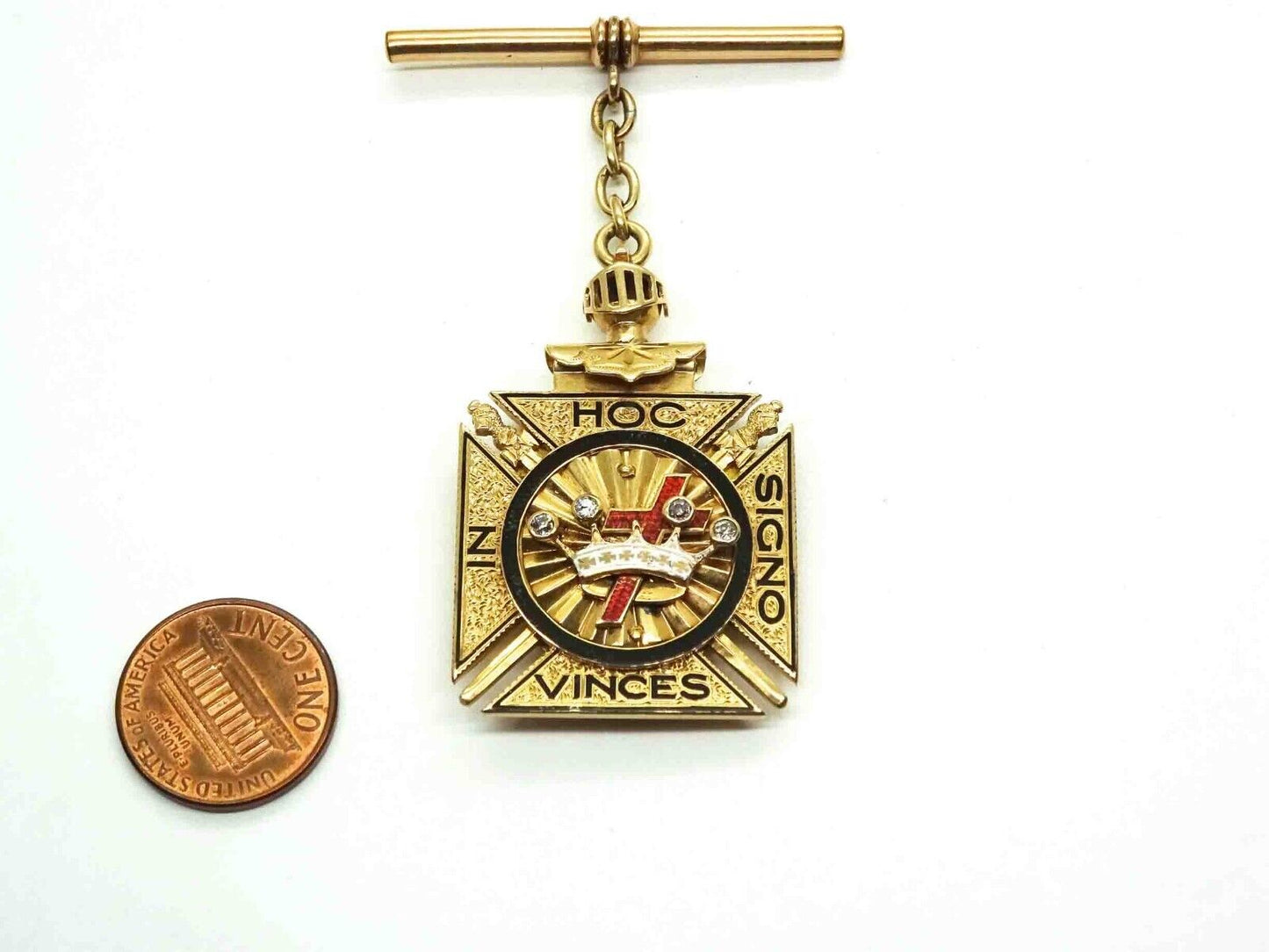 Estate Vintage Double Headed Eagle 32nd Degree Medallion & Fob 14k Gold