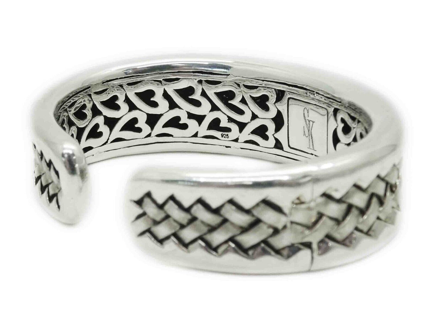 Scott Kay Designer Basket Weave Heart Filigree Cuff Sterling Silver