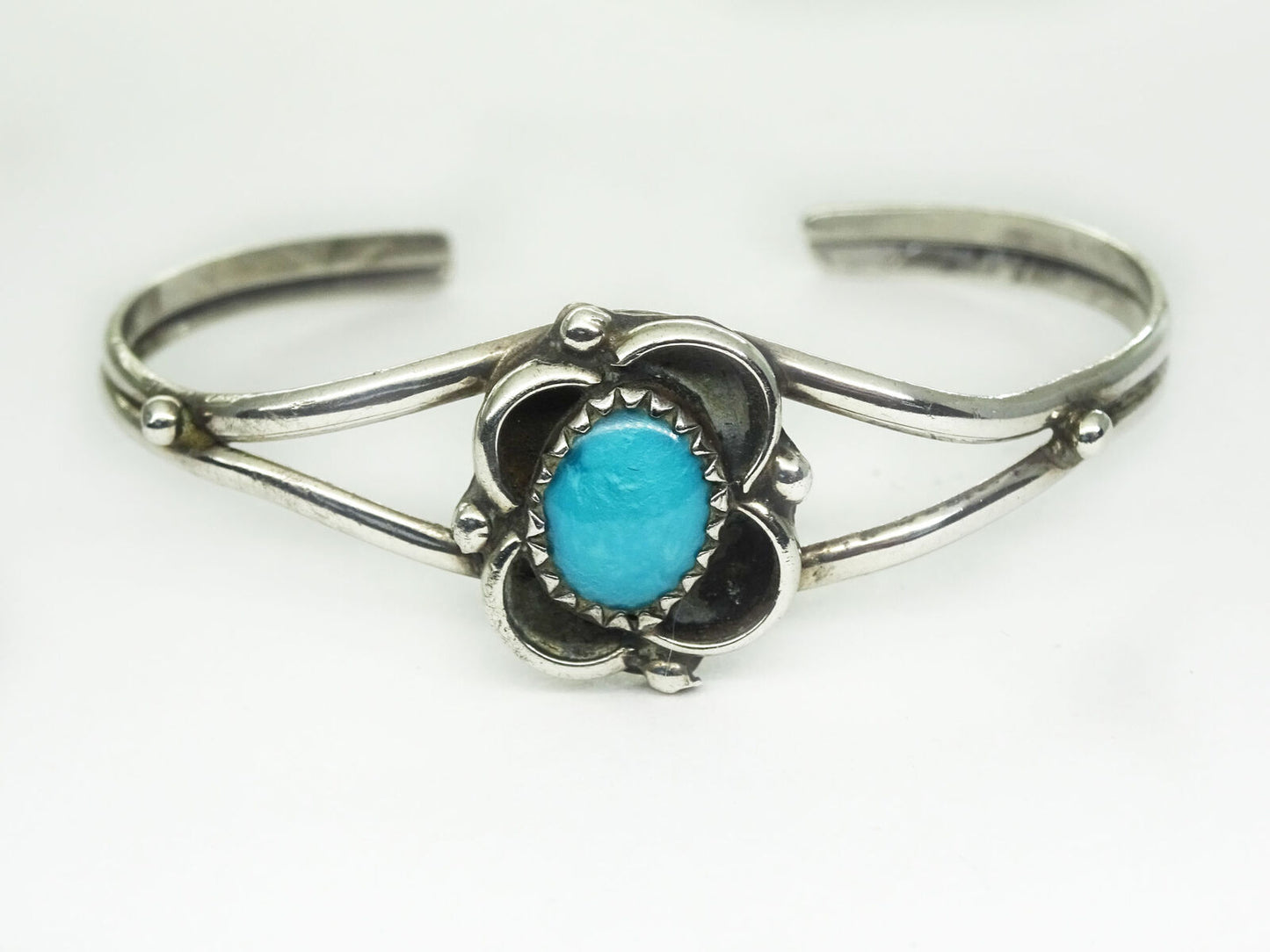 Baby Southwest Old Pawn Faux Turquoise Sterling Silver Bangle Bracelet