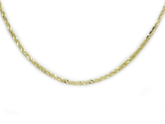 3mm Sparkly Designer Link Chain Necklace 14k Gold 18" Long 3 Grams