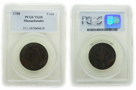 1788 Massachusetts Cent PCGS VG10 Post Revolution America Commonwealth