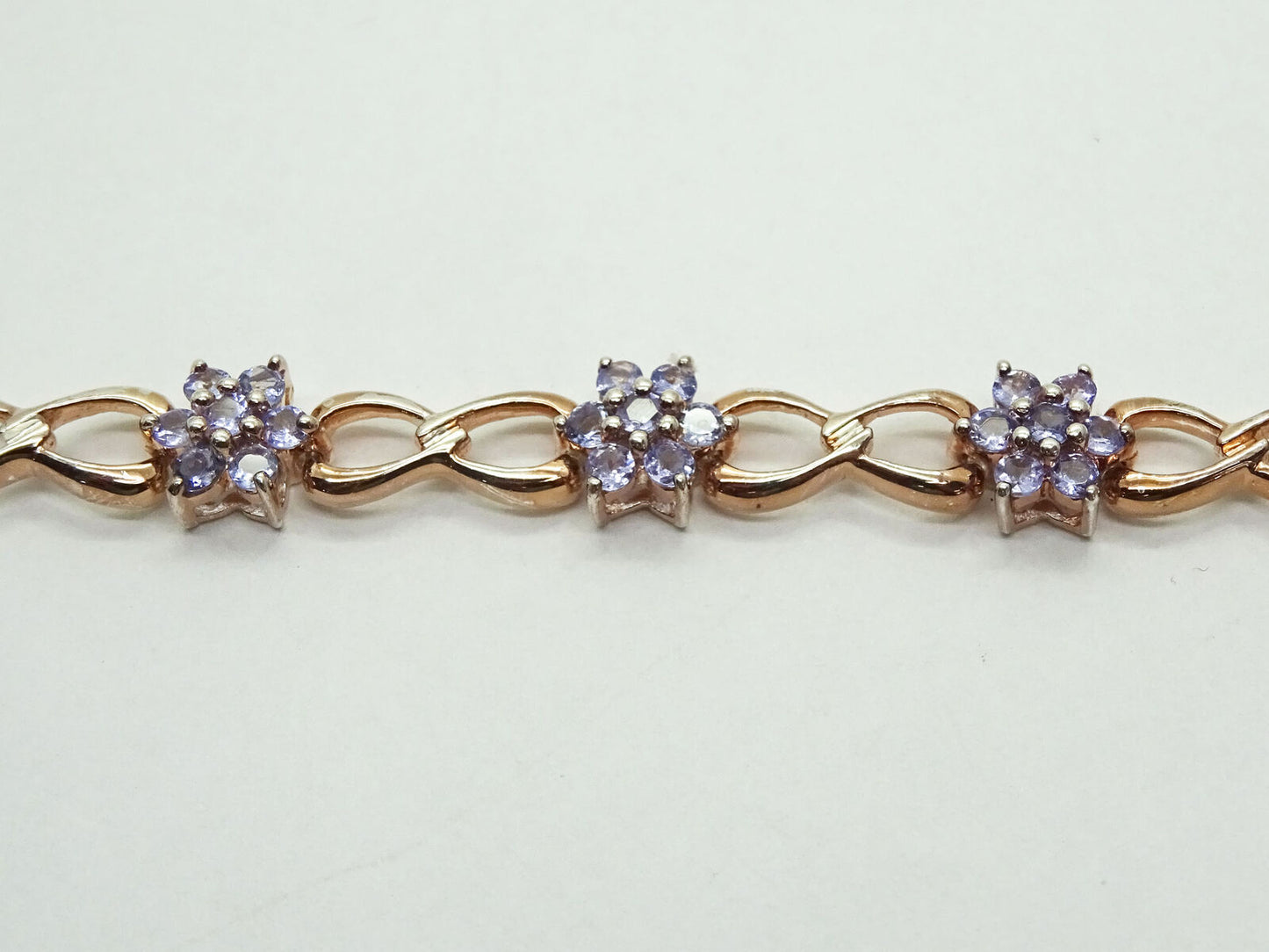 Starburst Iolite Rose Gold Plated Sterling Silver Infinity Link Bracelet 7.5"