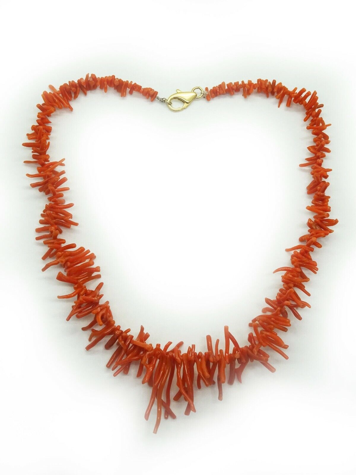 Estate Victorian Red Coral Branch Necklace 18" with 14k Gold Clasp