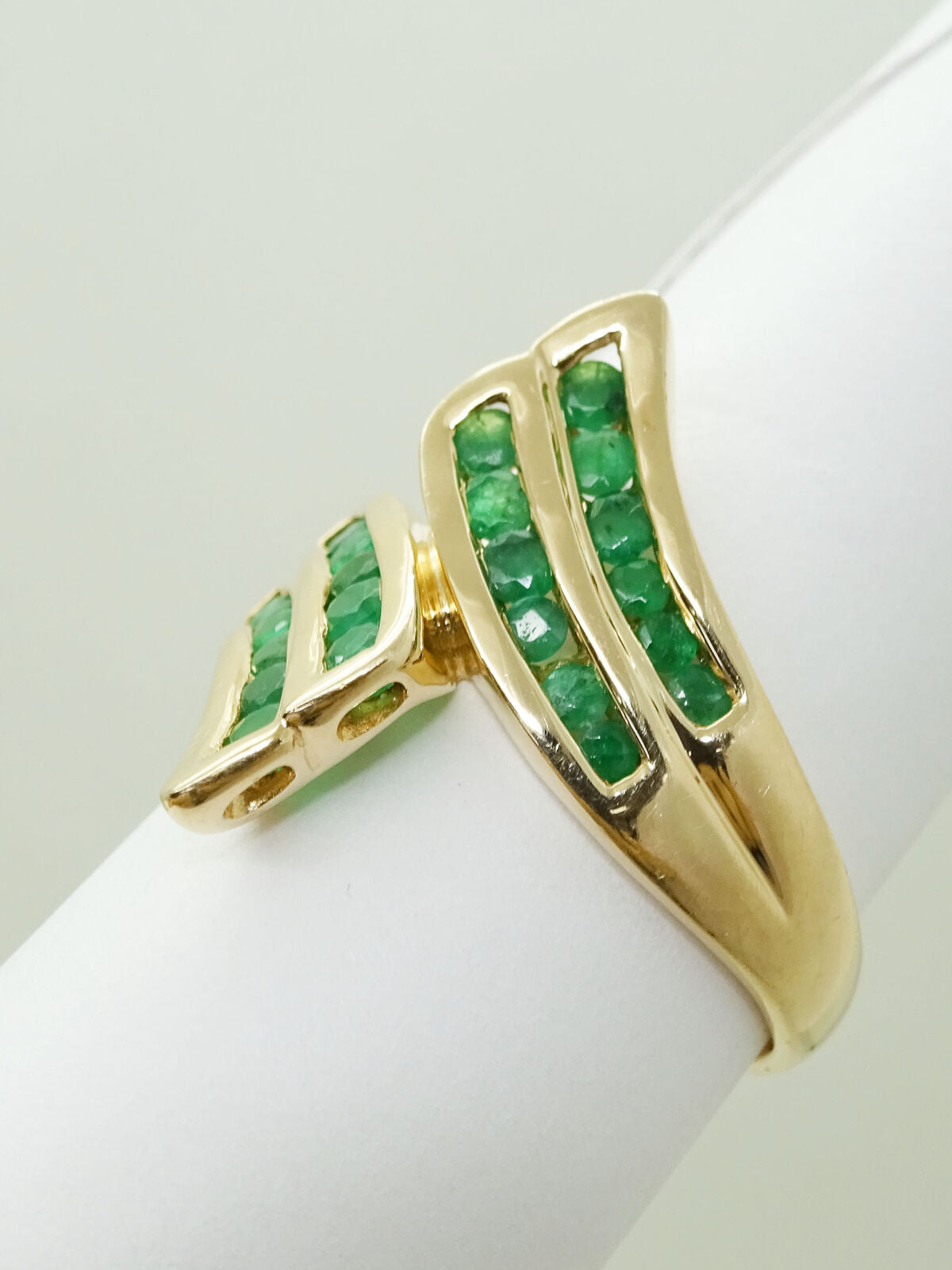 1.20ct tw Natural Emerald Bypass Style Ring 14k Gold Size 9.75