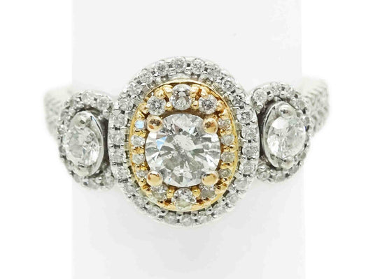 1.50ct tw Natural Diamond Engagement Ring 14k White Gold Past-Present-Future sz5