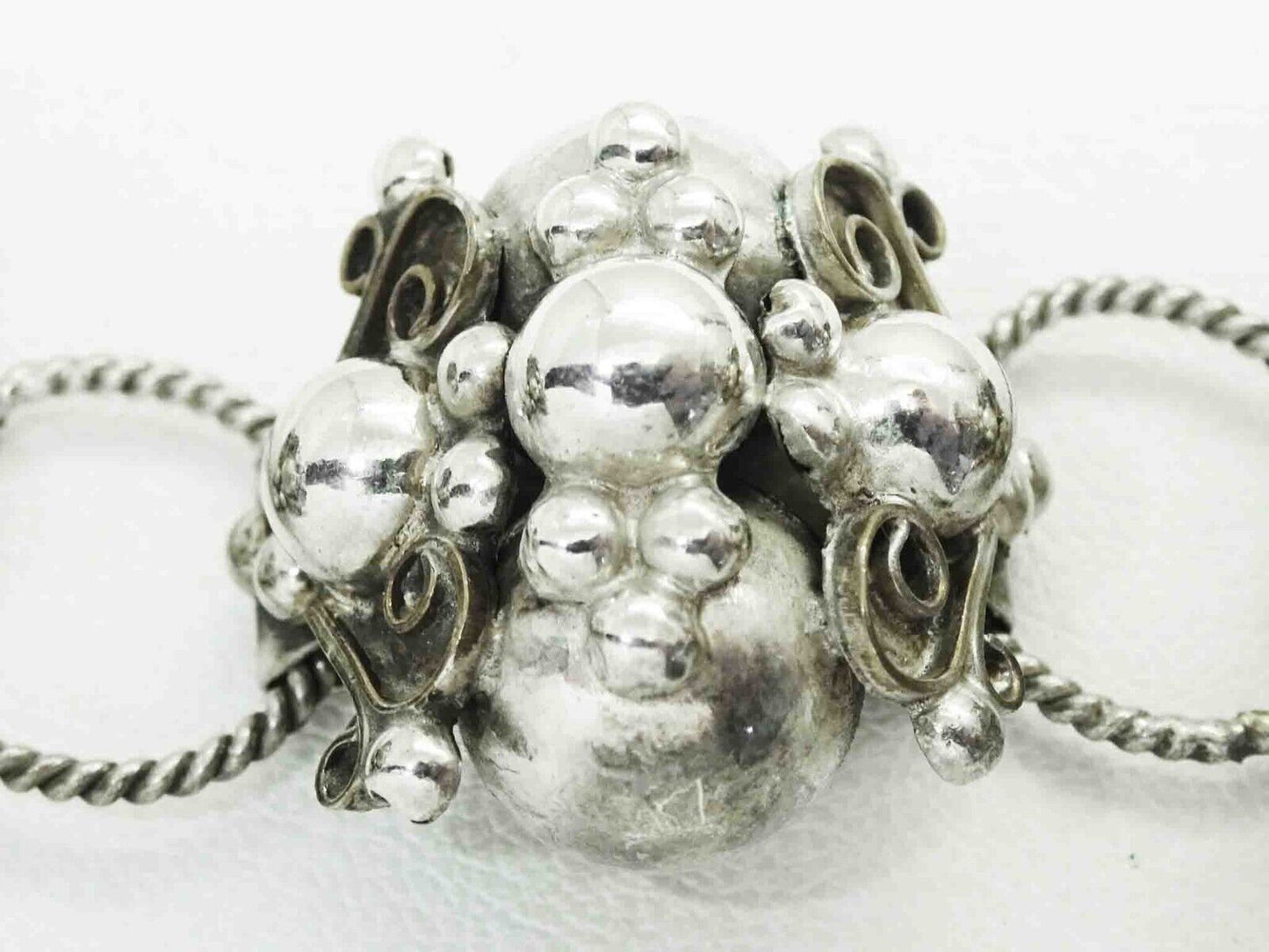 Estate Mexico Sterling Silver Caviar Bead Filigree Bracelet 6.25"