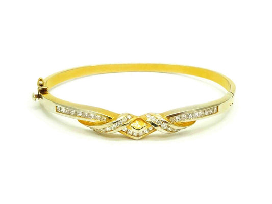 2.10ct tw Natural Diamond Fancy Hinged Bangle Bracelet 14k Gold 29.8 Grams