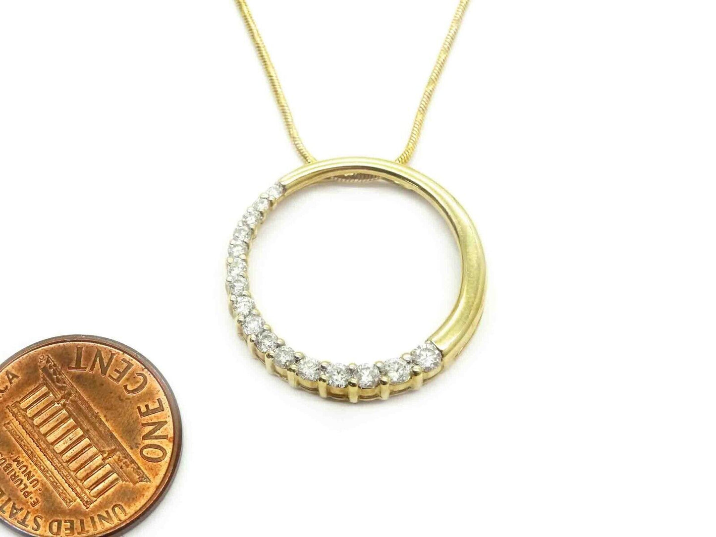 "Love is a Journey" 1ct tw Natural Diamond Ring-Style Pendant Chain 14k Gold