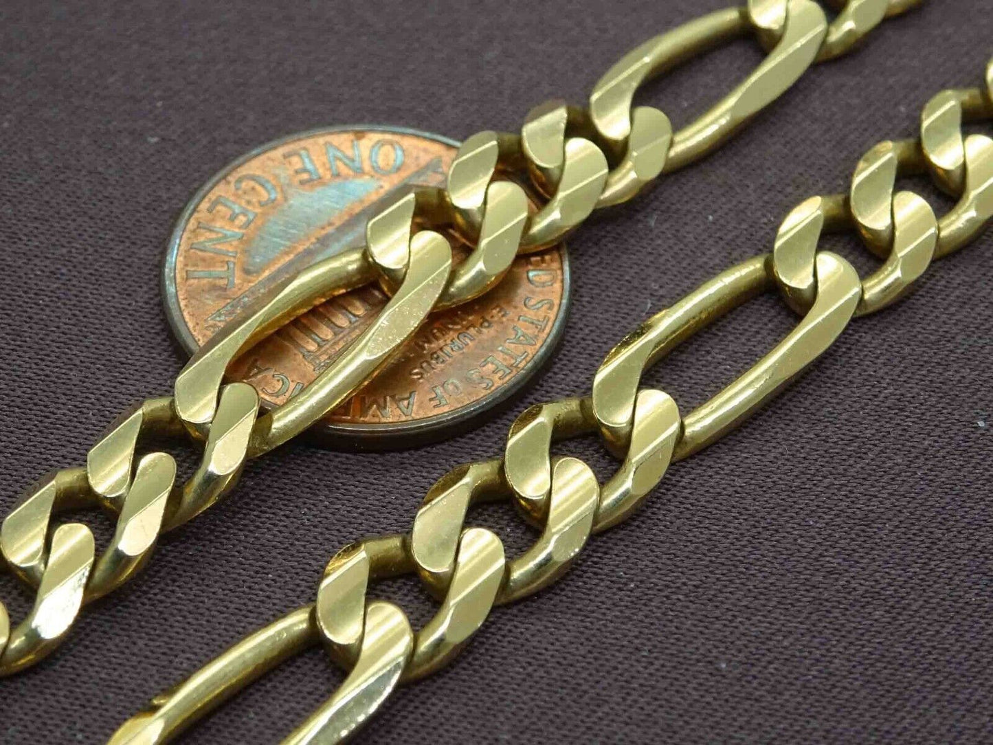 6.5mm Figaro Link Chain Necklace 14k Gold Kitsinian Italy 30.25" 57.2 Grams