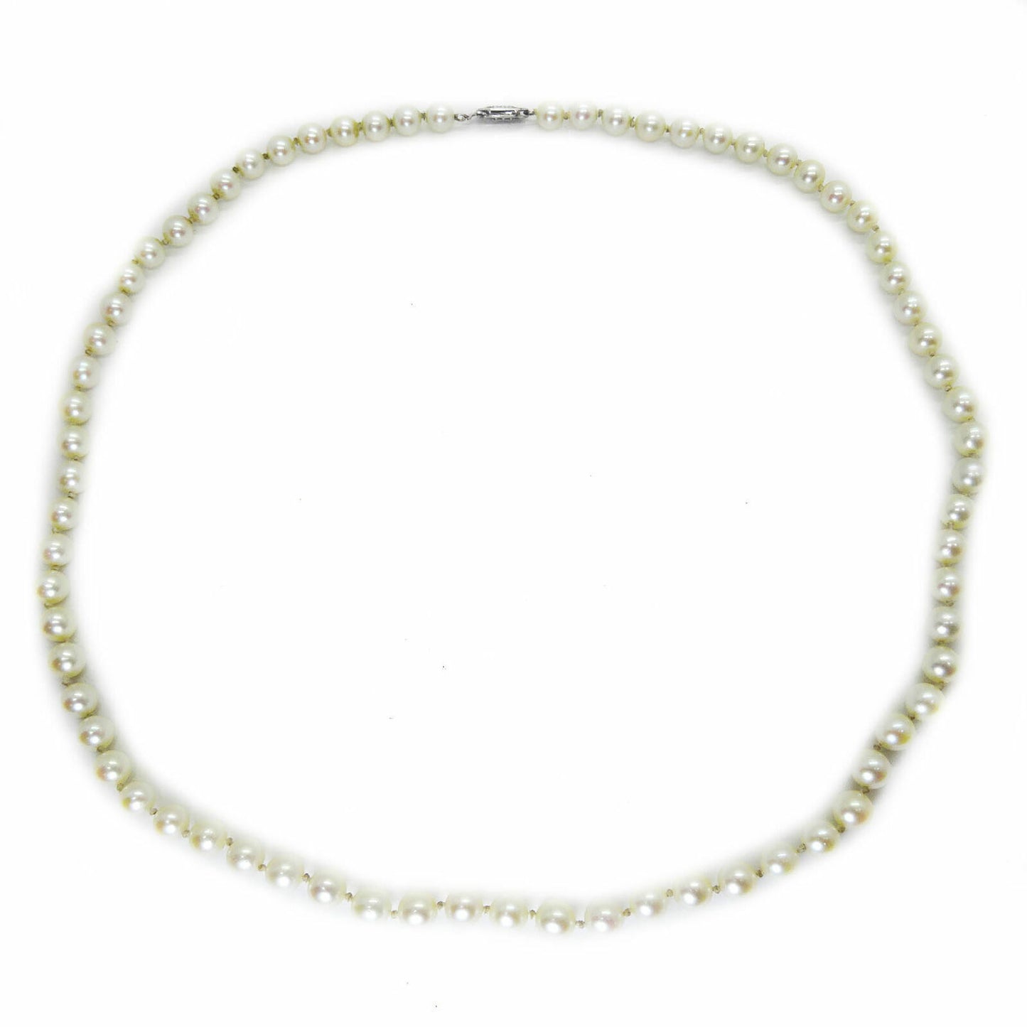 Estate 5mm - 5.5mm Cultured Saltwater Pearl Necklace 10k White Gold 18"