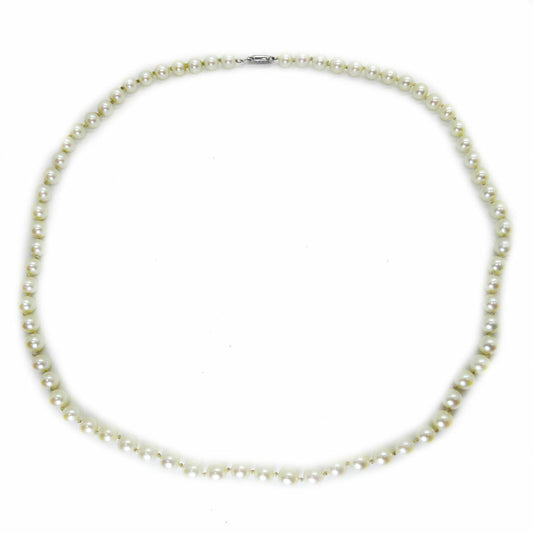 Estate 5mm - 5.5mm Cultured Saltwater Pearl Necklace 10k White Gold 18"