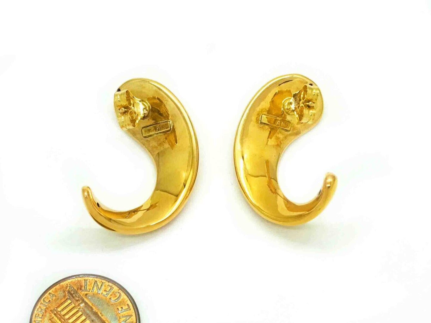 Classico Style Italian Designer Curved Swirl Dangle Earrings 14k Gold