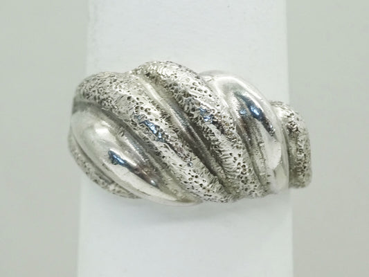 Swirl Dome Textured Sterling Silver Ring Size 6.75