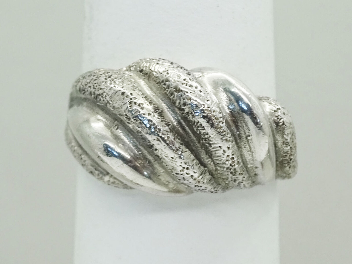 Swirl Dome Textured Sterling Silver Ring Size 6.75