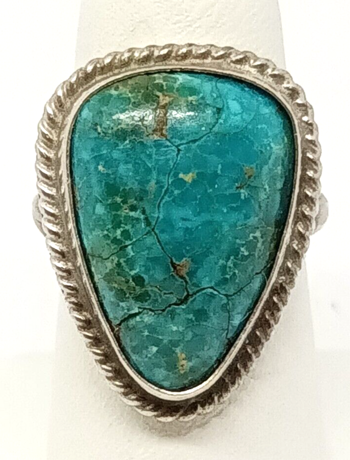 Native American Sterling Silver & Turquoise Ring Size 5, 7.8 grams