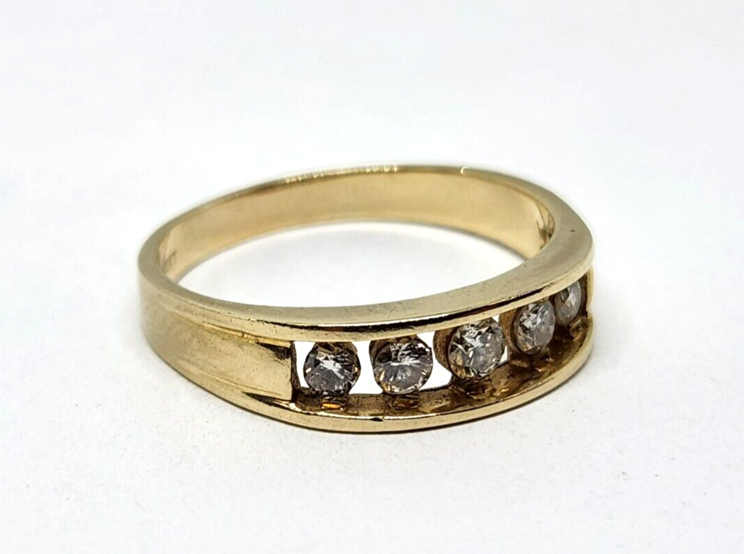 0.42ctw Round Diamond Channel Set Wedding Band Ring 14k Yellow Gold Size 10.25