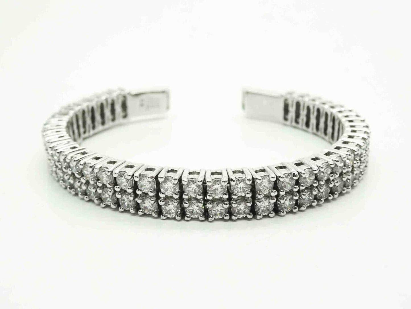 Flexible CZ 2-Row Cuff Bracelet Sterling Silver ADI