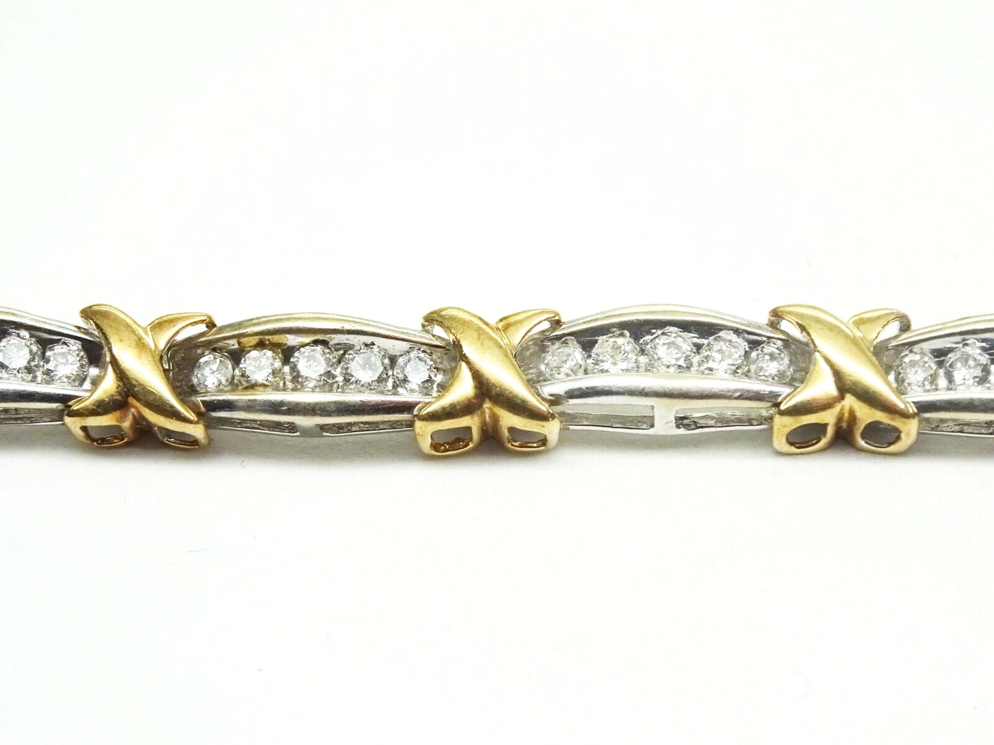 2.00ct tw Earth Mined Diamond "X" Tennis Bracelet 2-Tone 10k Gold