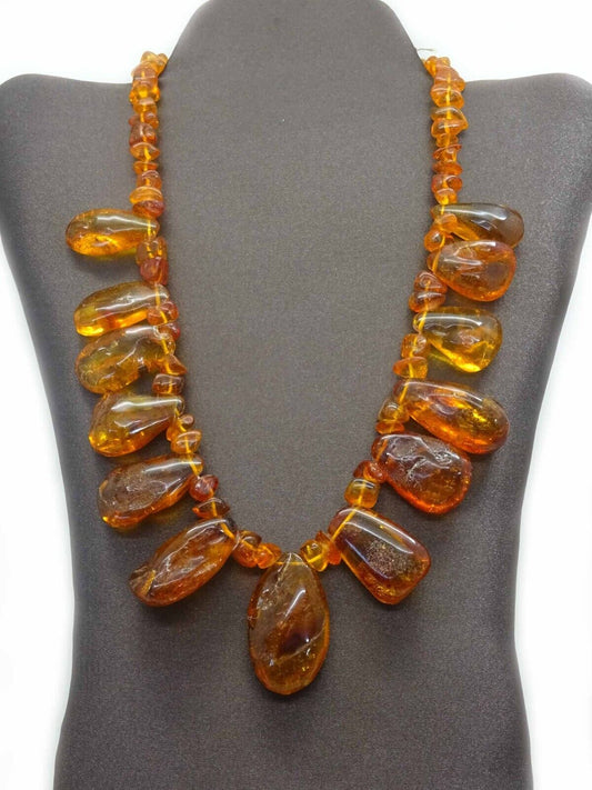 Estate Baltic Amber Chunky Freeform Nugget Necklace 20.5"