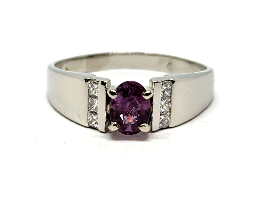 1.1ct tw Purple Sapphire & Diamond Platinum Ring, Size 11