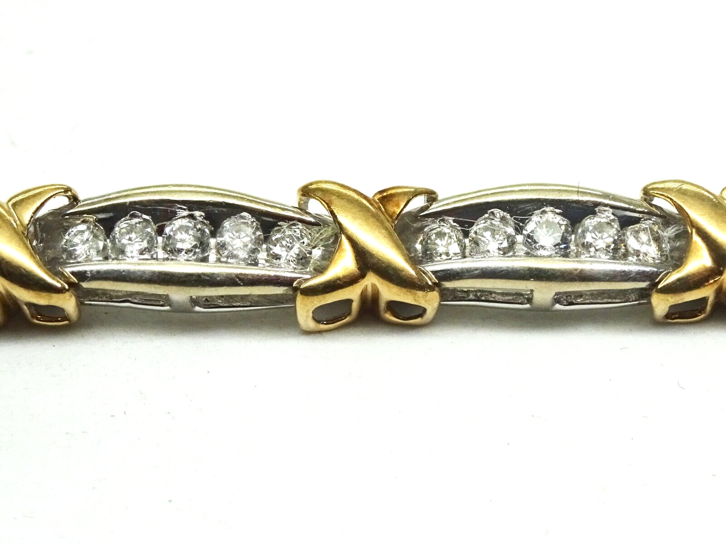 2.00ct tw Earth Mined Diamond "X" Tennis Bracelet 2-Tone 10k Gold