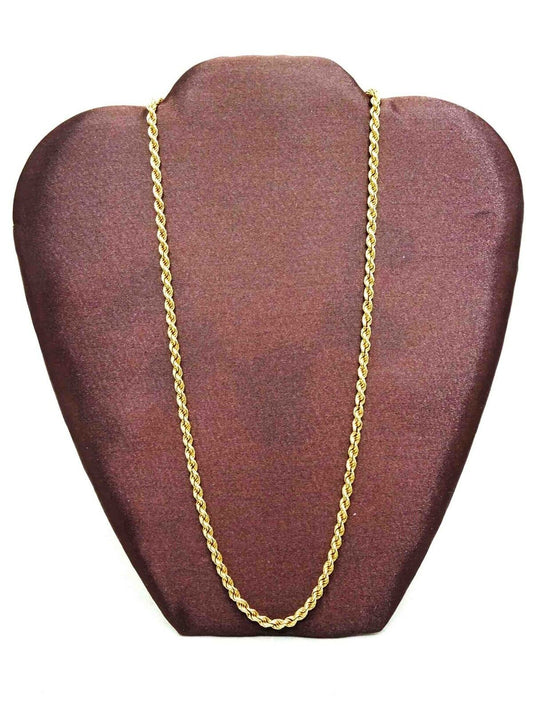 3.5mm Wide Italian Rope Chain Necklace 14k Gold 20" Long 10.7 Grams