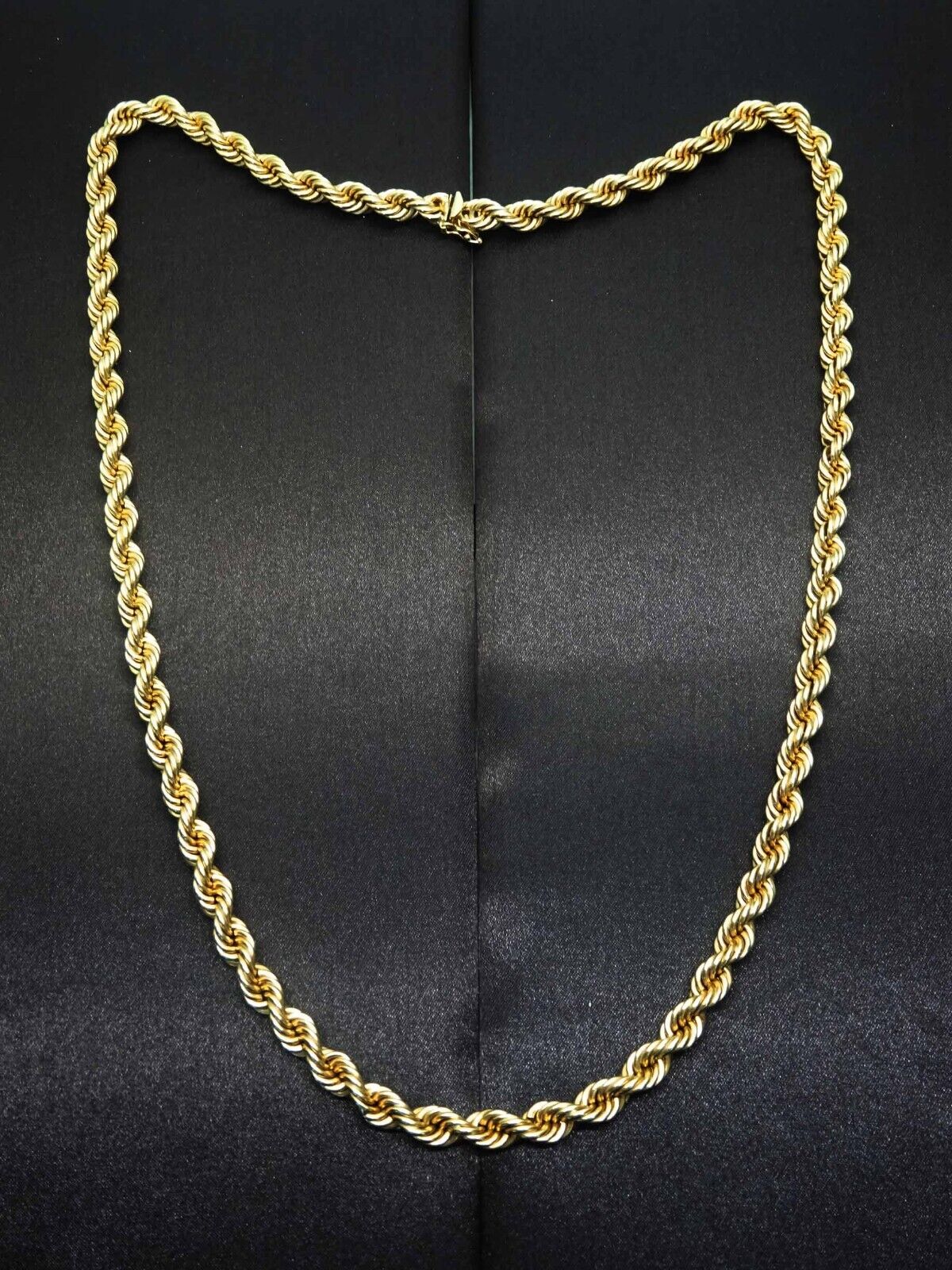 8mm Wide Rope Chain Necklace 14k Gold 29.5" Long 56.1 Grams