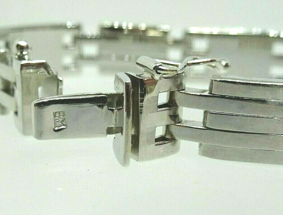 Real 14K White Gold Link Bracelet 8.25" Long Made in Italy