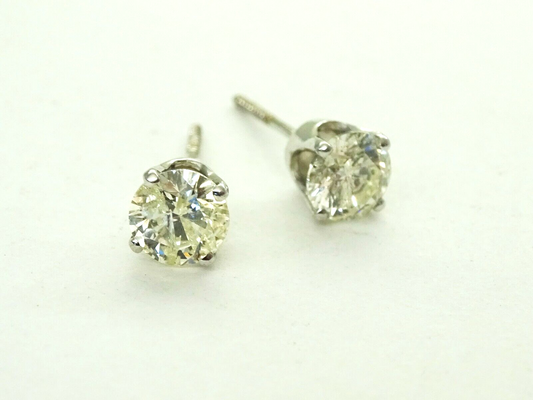 1.00ct tw Round Diamond Stud Earrings 14k White Gold