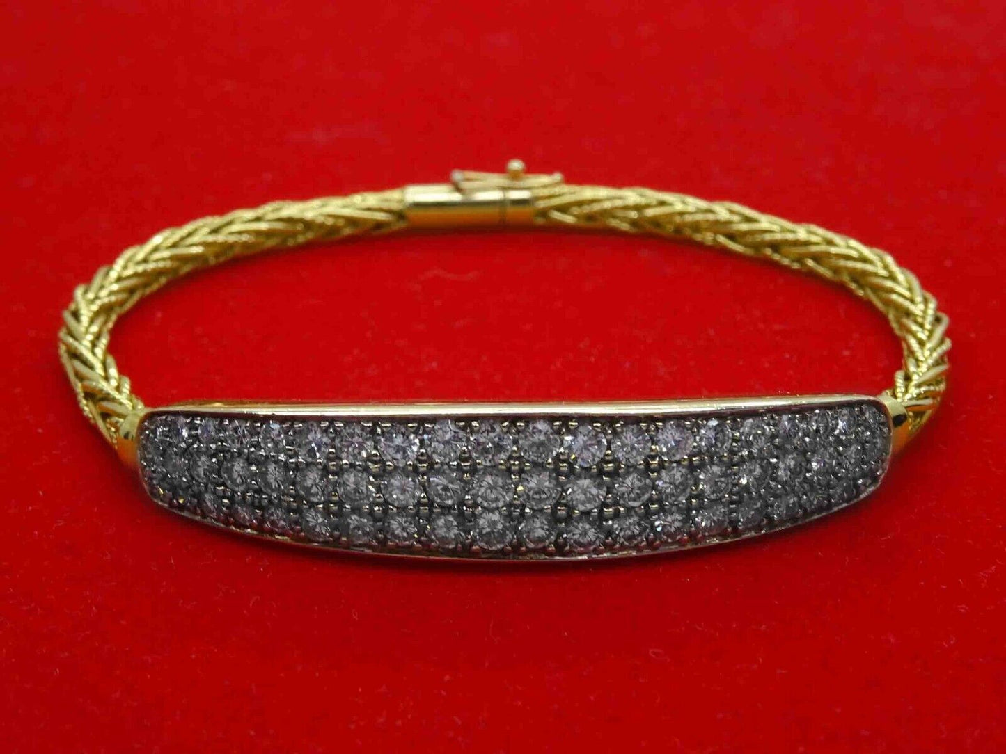 4.78ct tw Diamond Pave Center Station Bracelet 14k Gold 27.2 Grams