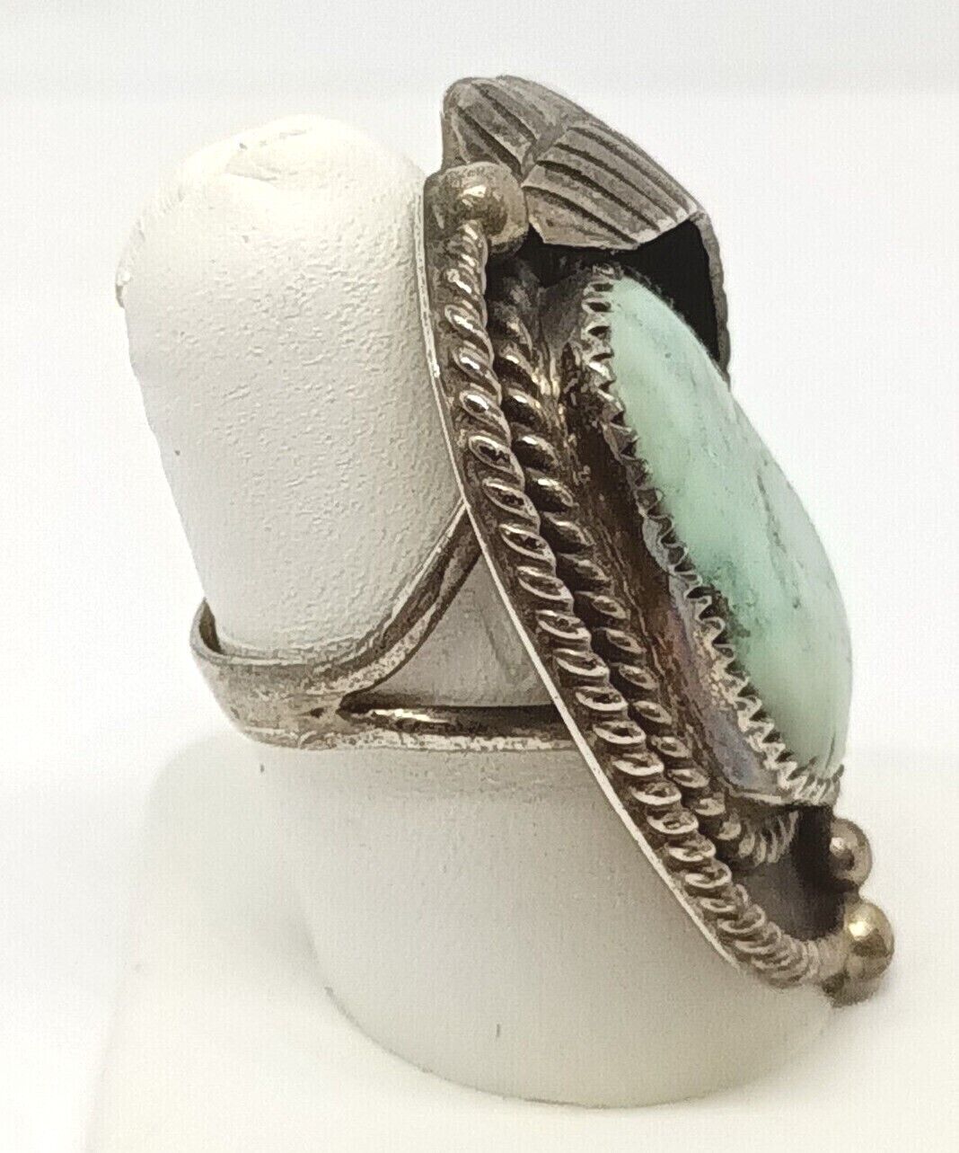 Huge Old Pawn Native American Turquoise Ring Sterling Silver, 15.3 grams, Size 6