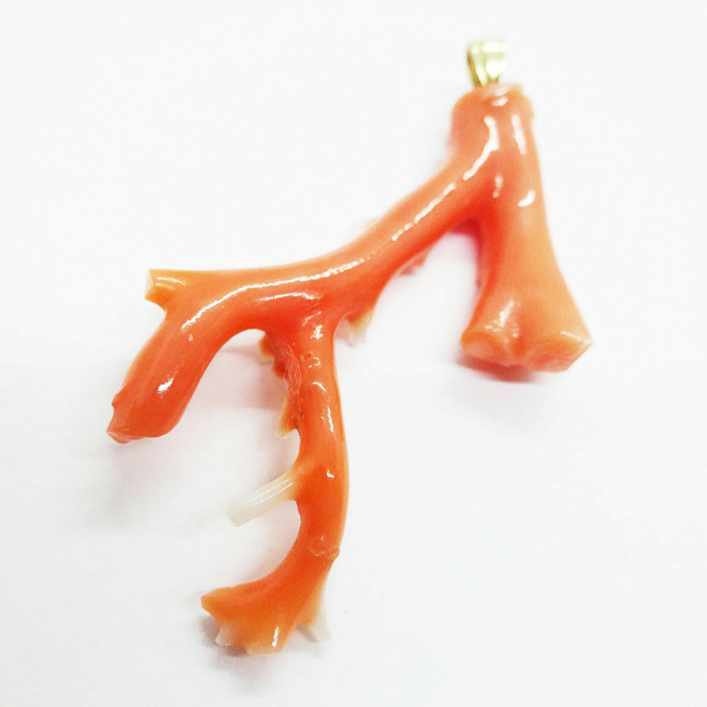 Natural Rose Pink Angel Skin Coral Branch Pendant 14k Gold