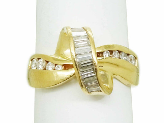 0.50ct tw Natural Diamond Ribbon Knot Style Ring 14k Gold Size 8.25
