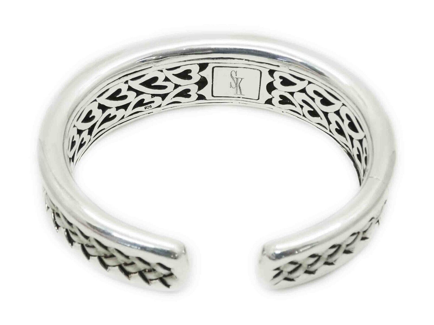 Scott Kay Designer Basket Weave Heart Filigree Cuff Sterling Silver