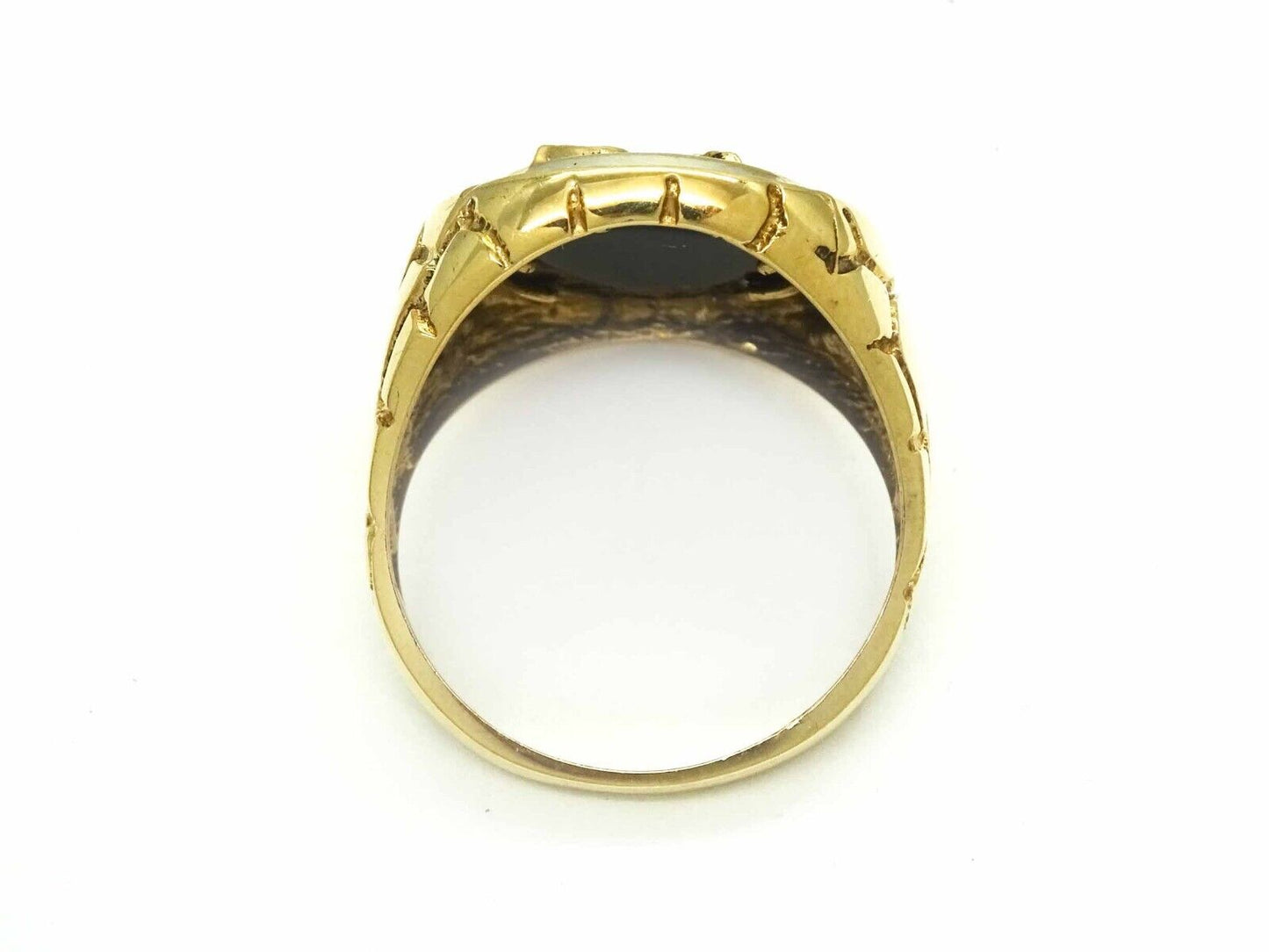 Men's Natural Diamond Halo & Black Onyx Eagle Ring 10k Gold Size 10