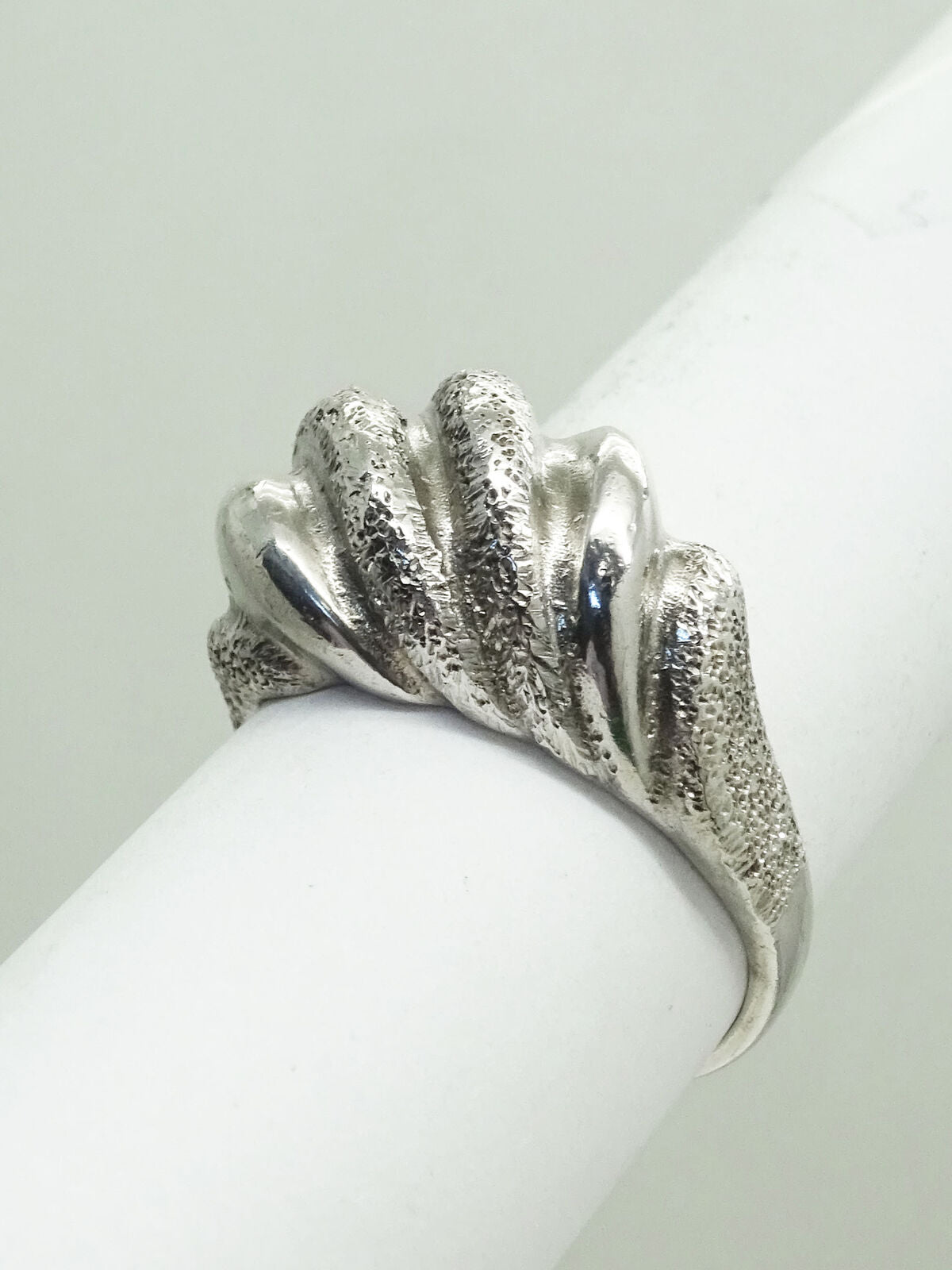 Swirl Dome Textured Sterling Silver Ring Size 6.75