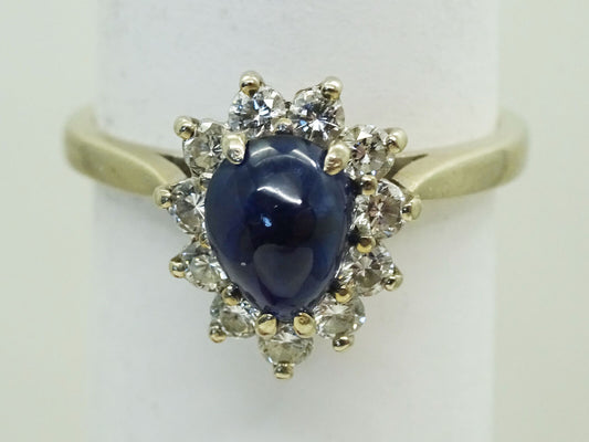 1.69ct tw Natural Sapphire & Diamond Ring 14k White Gold Size 6.75