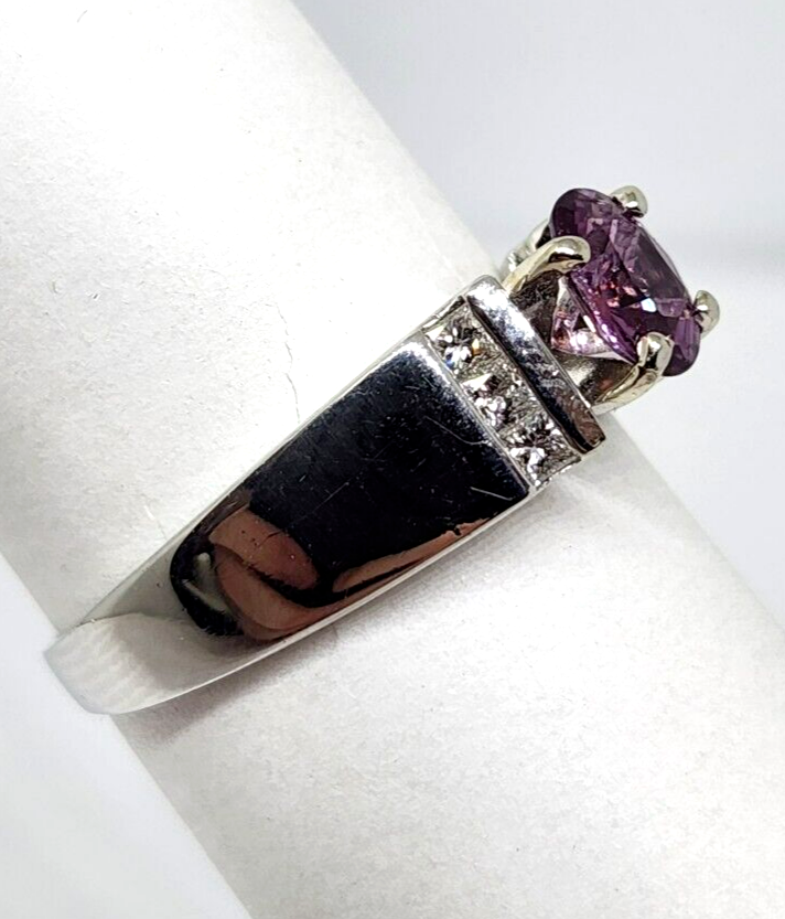 1.1ct tw Purple Sapphire & Diamond Platinum Ring, Size 11