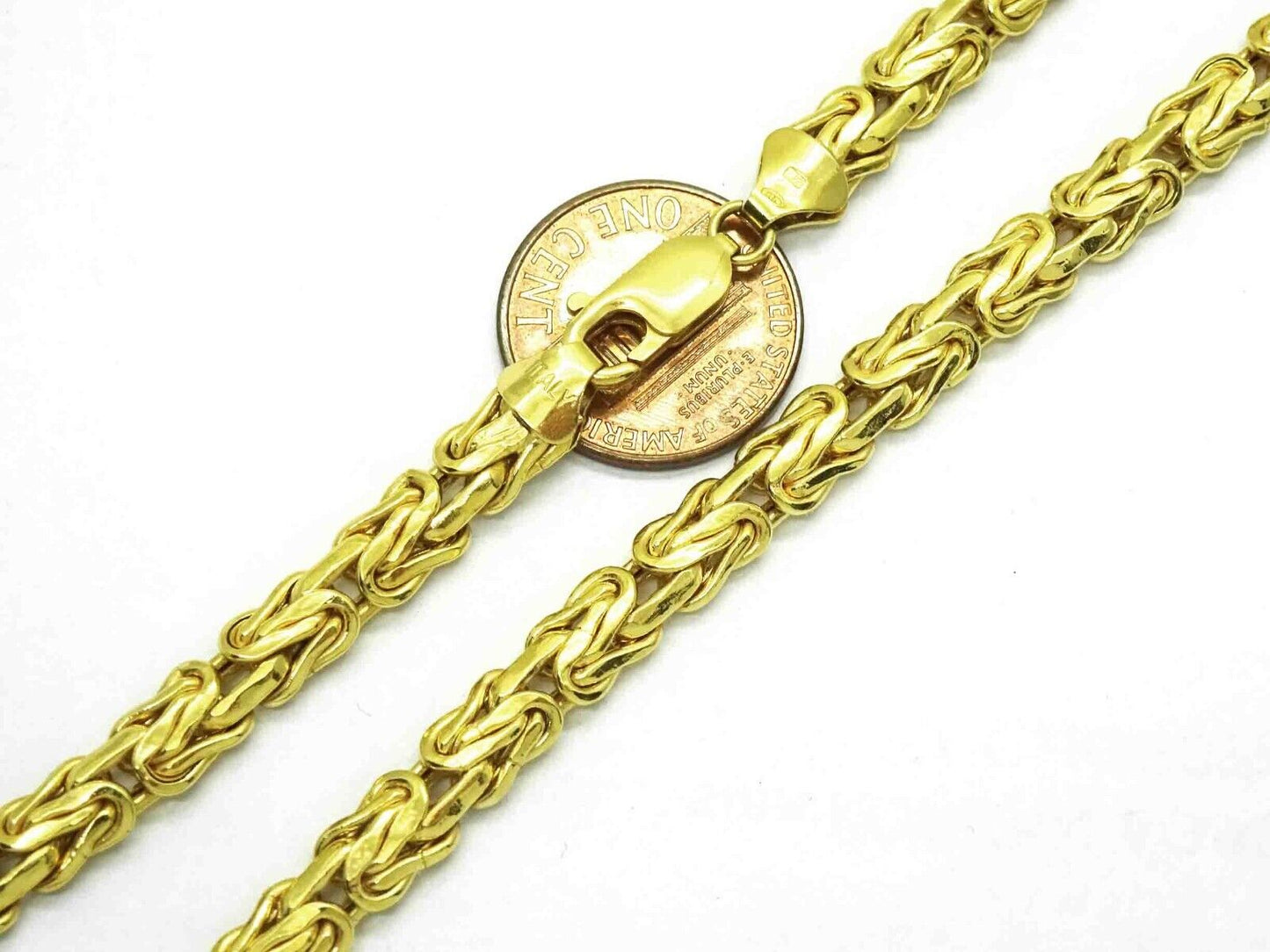 6mm Wide Italian Byzantine Chain Necklace 14k Gold 16.5" Long 20.2 Grams