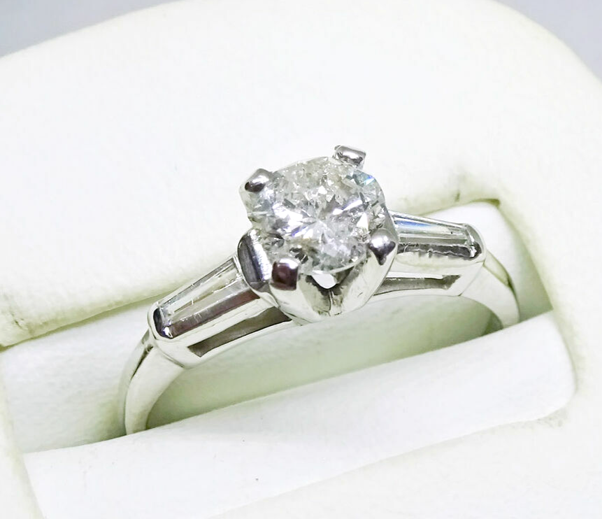 Estate Vintage 14k White Gold Diamond Engagement Ring, 0.80ct tw