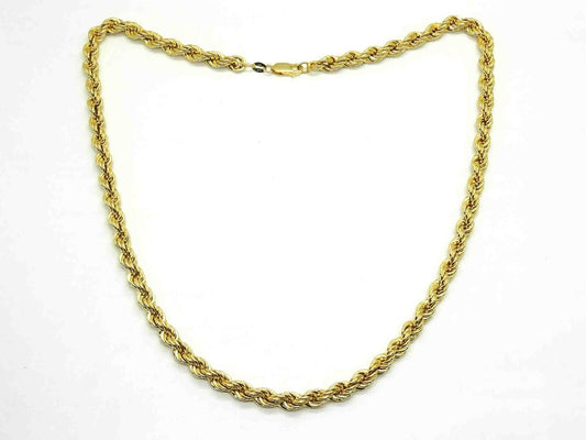 7mm Wide Rope Chain Necklace 10k Gold 22" Long 20.7 Grams