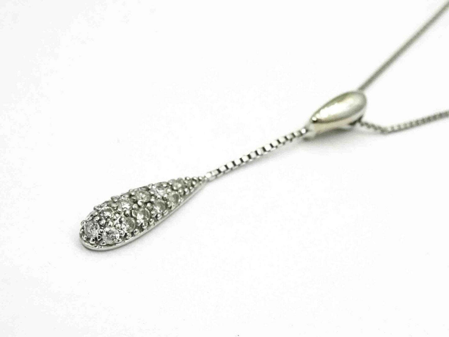 Natural Diamond Pave Drop Pendant 14k White Gold