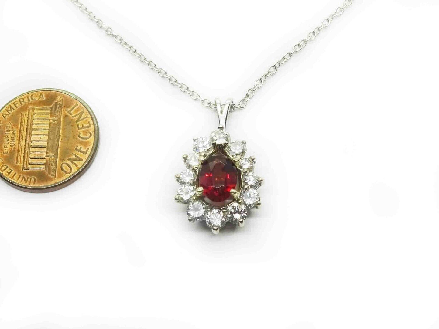 2.40ct tw Natural Almandine Garnet & Diamond Pendant Necklace 14k White Gold