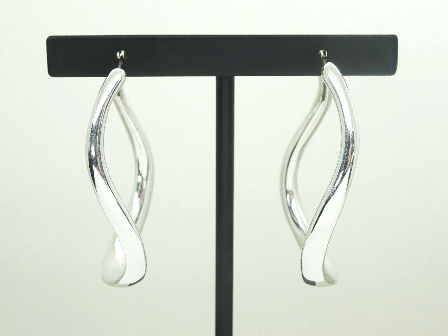 Big Wavy 14k White Gold Hoop Earrings