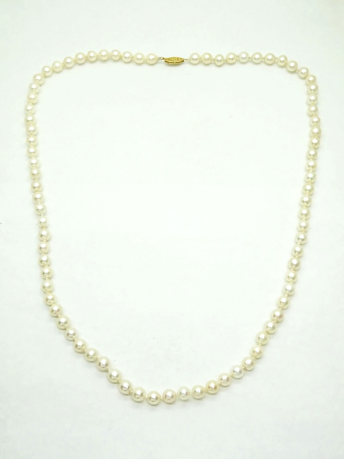 8mm Natural Pearl Bead Necklace 28" Opera Length 14k Gold Clasp