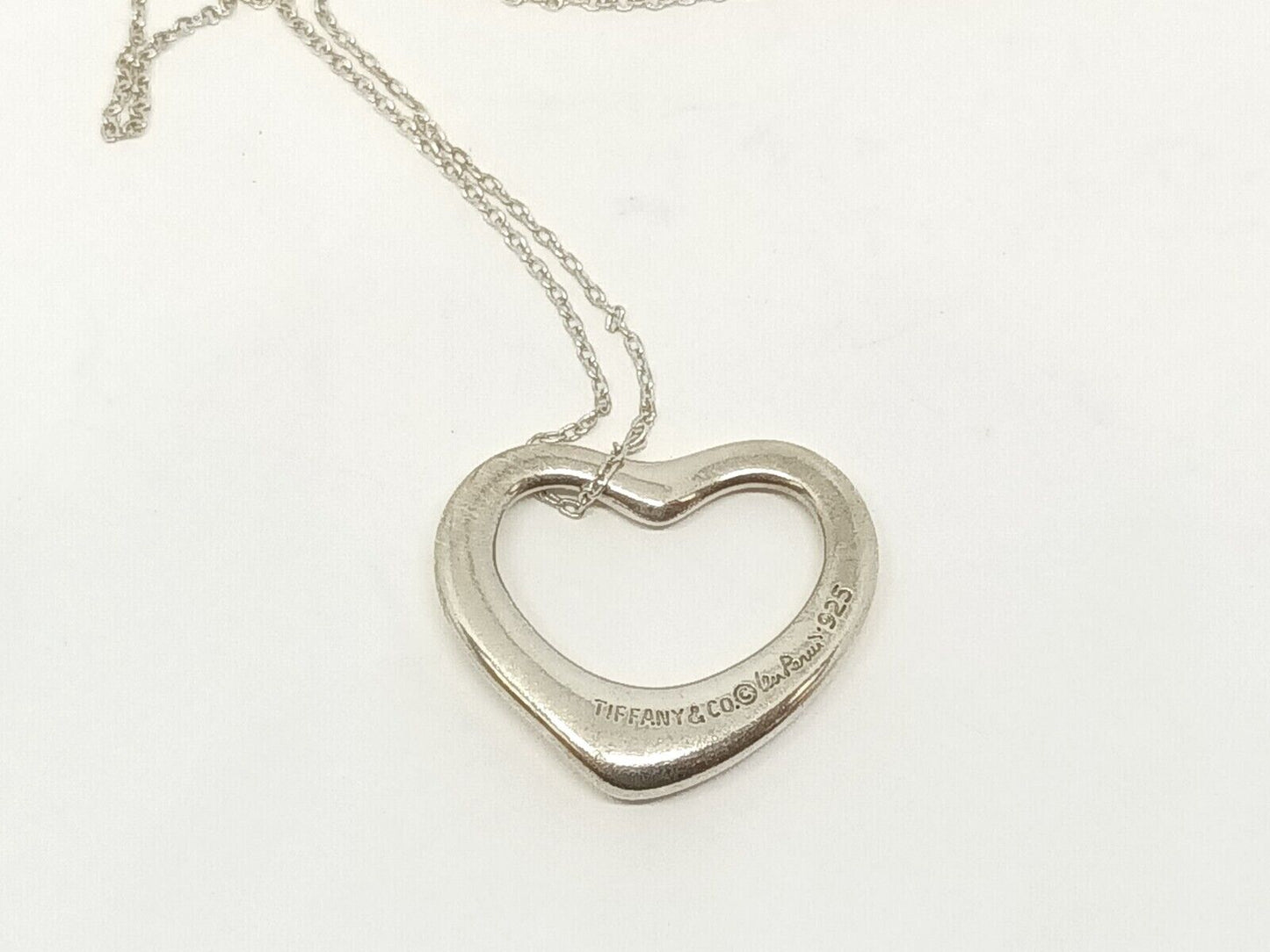 Tiffany & Co. Elsa Peretti 22mm Open Heart Pendant 19'', Sterling Silver, w/ Box