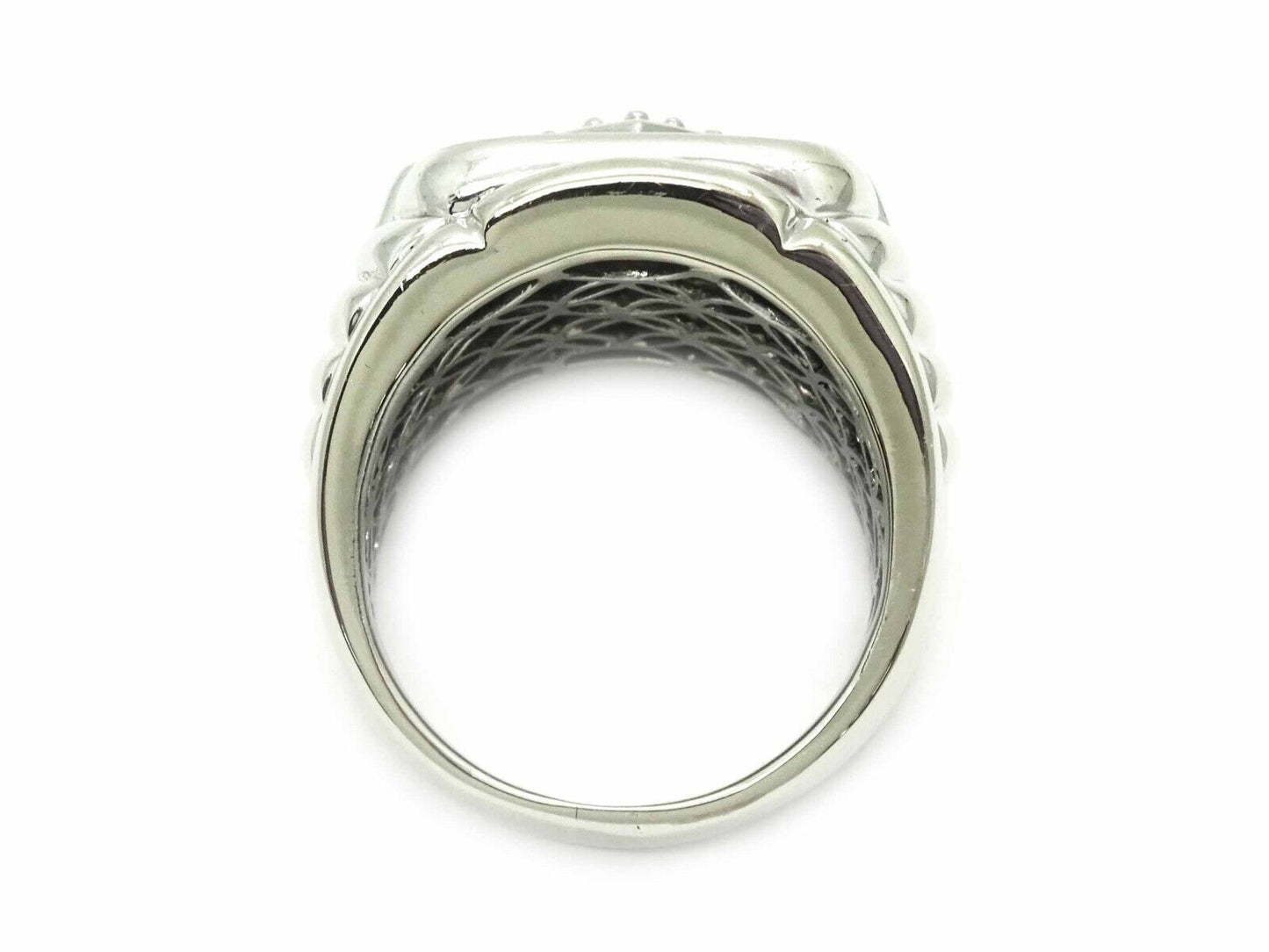 Men's 1.70ct tw Diamond Pave Step Ring 14k White Gold Size 11