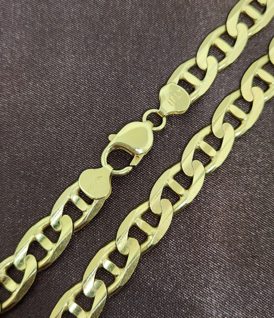 14k Yellow Gold Mariner Chain Necklace 24'' Long, 9mm Wide