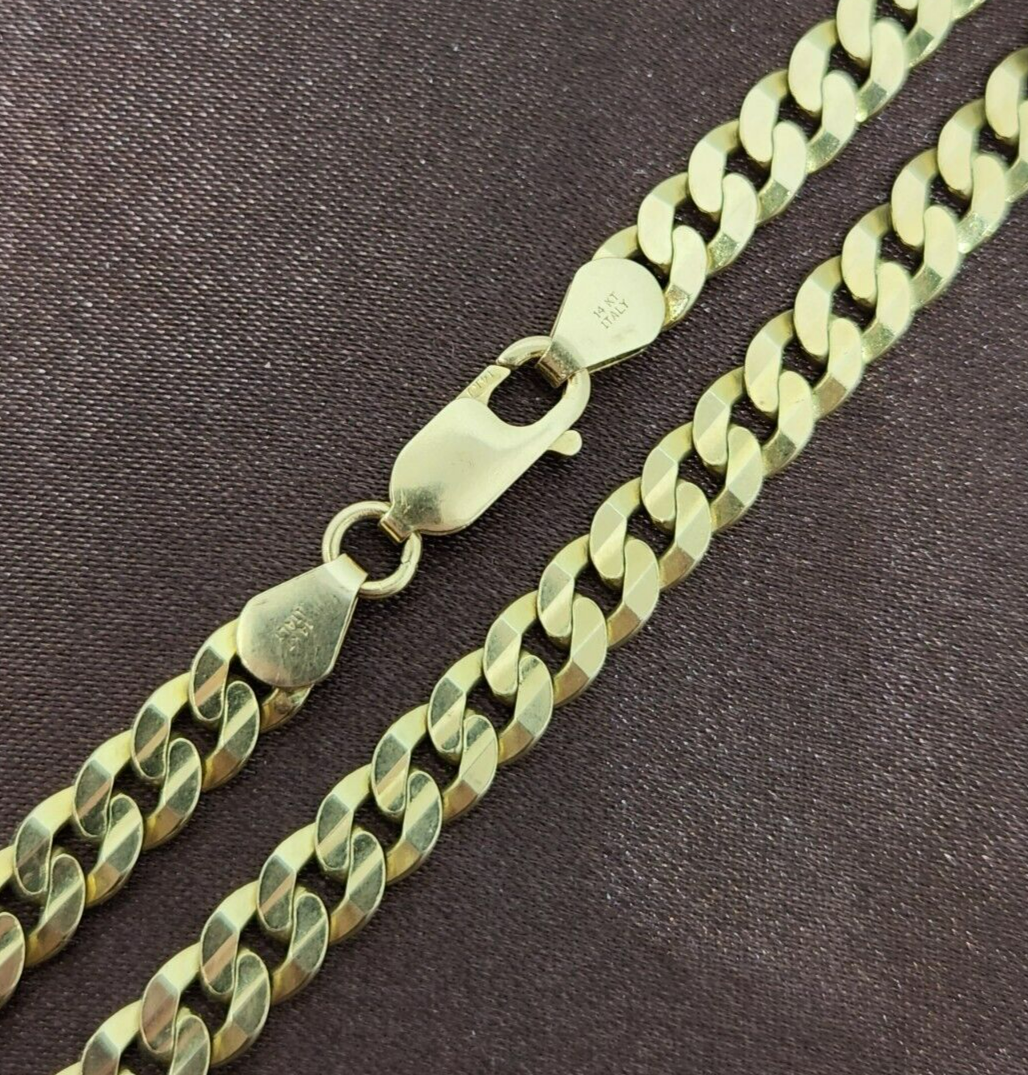 14k Yellow Gold Cuban Chain Necklace 20'' Long, 6mm Wide